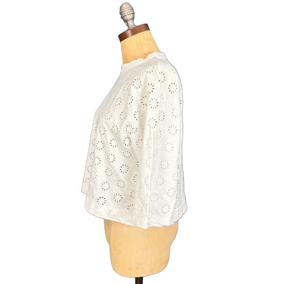 MADEWELL Embroidered Wide-Sleeve Boxy Tee XL White Crewneck Floral NEW B76 - Picture 5 of 7